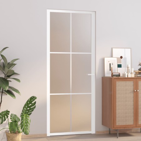 vidaXL Puerta interior de vidrio y aluminio blanco mate 83x201,5 cm