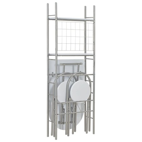 vidaXL Set de comedor plegable con estante 3 piezas MDF y acero blanco