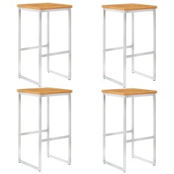 vidaXL Taburetes de bar 4 uds madera maciza acacia y acero inoxidable