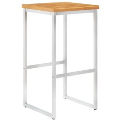 vidaXL Taburetes de bar 4 uds madera maciza acacia y acero inoxidable