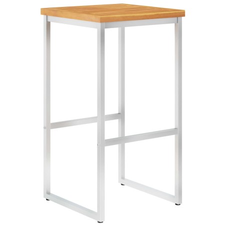 vidaXL Taburetes de bar 4 uds madera maciza acacia y acero inoxidable
