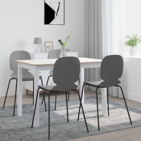 vidaXL Mesa de comedor de madera de caucho blanco marrón 114x71x75 cm