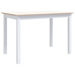 vidaXL Mesa de comedor de madera de caucho blanco marrón 114x71x75 cm