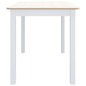 vidaXL Mesa de comedor de madera de caucho blanco marrón 114x71x75 cm vidaXL Mesa de comedor de madera de caucho blanco marrón 114x71x75 cm