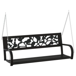 vidaXL Banco balancín de jardín 125 cm acero y plástico negro