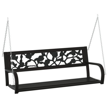 vidaXL Banco balancín de jardín 125 cm acero y plástico negro