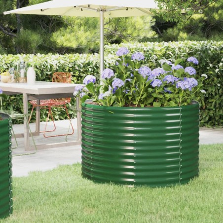vidaXL Jardinera arriate acero recubrimiento polvo verde 100x100x68 cm