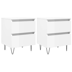 vidaXL Mesitas noche 2 uds madera ingeniería blanco brillo 40x35x50 cm