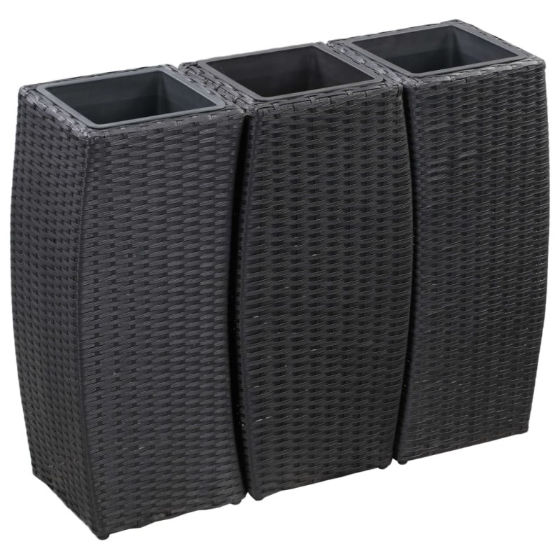 vidaXL Conjunto de arriates de ratán sintético negro 3 piezas vidaXL Conjunto de arriates de ratán sintético negro 3 piezas