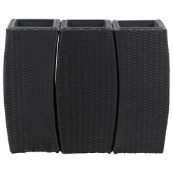 vidaXL Conjunto de arriates de ratán sintético negro 3 piezas