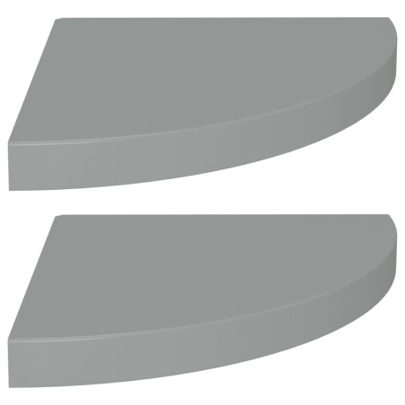 vidaXL Estantes flotantes de esquina 2 uds MDF gris 35x35x3,8 cm