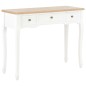 vidaXL Mesa consola tocador con 3 cajones blancos vidaXL Mesa consola tocador con 3 cajones blancos