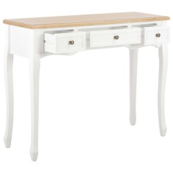 vidaXL Mesa consola tocador con 3 cajones blancos
