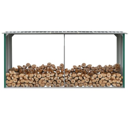 vidaXL Casetilla para leña acero galvanizado verde 30x92x153 cm