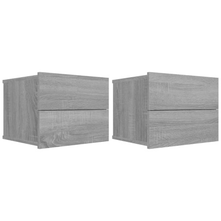 vidaXL Mesitas de noche 2 uds contrachapada gris Sonoma 40x30x30 cm
