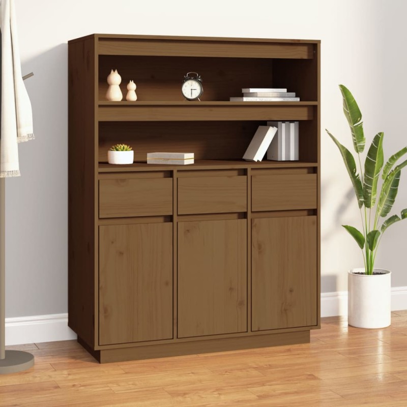 vidaXL Aparador alto madera maciza de pino marrón miel 89x40x116,5 cm vidaXL Aparador alto madera maciza de pino marrón miel 89x40x116,5 cm