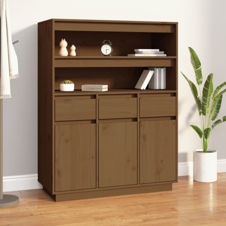 vidaXL Aparador alto madera maciza de pino marrón miel 89x40x116,5 cm