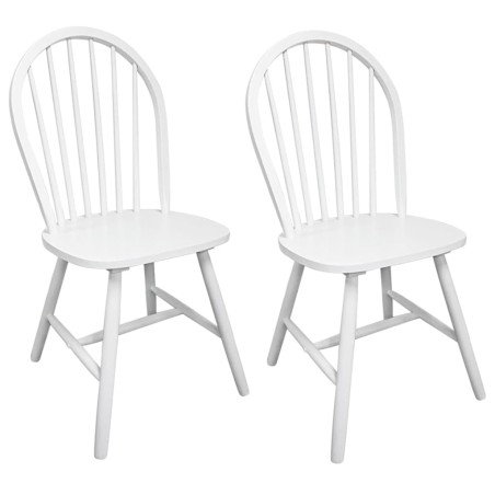 vidaXL Sillas de comedor 2 unidades madera maciza  de caucho blanca
