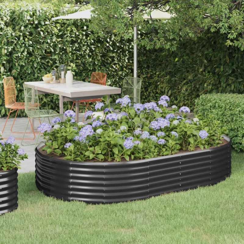 vidaXL Jardinera arriate acero recubierto polvo antracita 214x140x36cm vidaXL Jardinera arriate acero recubierto polvo antracita 214x140x36cm