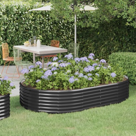 vidaXL Jardinera arriate acero recubierto polvo antracita 214x140x36cm