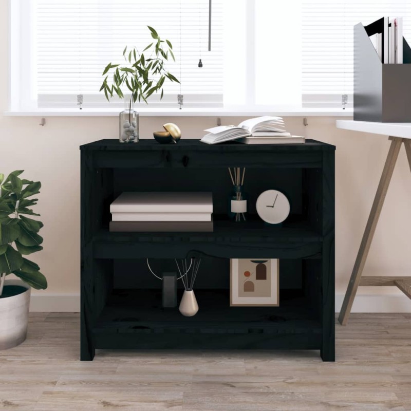vidaXL Estantería madera maciza de pino negra 80x35x68 cm vidaXL Estantería madera maciza de pino negra 80x35x68 cm