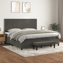 vidaXL Cama box spring con colchón terciopelo gris oscuro 200x200 cm