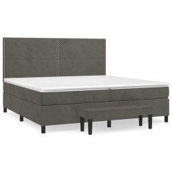 vidaXL Cama box spring con colchón terciopelo gris oscuro 200x200 cm