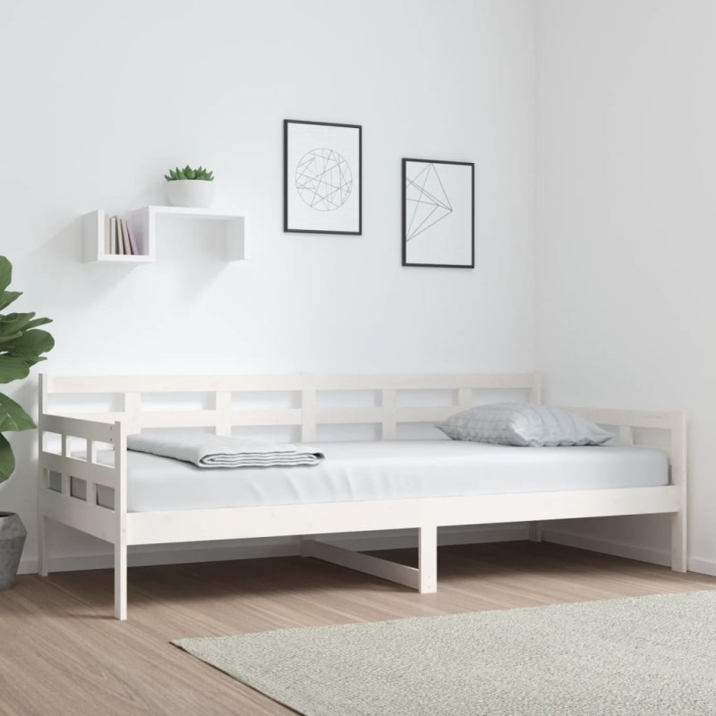 vidaXL Sofá cama madera maciza de pino blanco 90x200 cm vidaXL Sofá cama madera maciza de pino blanco 90x200 cm
