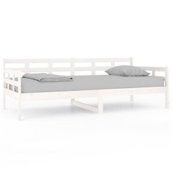 vidaXL Sofá cama madera maciza de pino blanco 90x200 cm