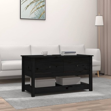 vidaXL Mesa de centro de madera maciza de pino negra 102x49x55 cm