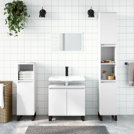 vidaXL Armario de baño madera contrachapada blanco 30x30x190 cm