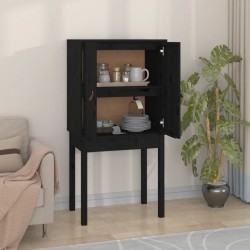 vidaXL Aparador alto madera maciza de pino negro 60x40x120 cm