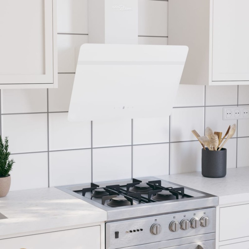 vidaXL Campana extractora pared acero y vidrio templado blanco 60 cm vidaXL Campana extractora pared acero y vidrio templado blanco 60 cm