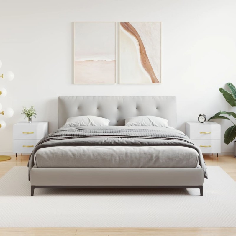 vidaXL Mesita noche 2 uds madera ingeniería blanco brillo 40x35x47,5cm vidaXL Mesita noche 2 uds madera ingeniería blanco brillo 40x35x47,5cm