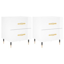 vidaXL Mesita noche 2 uds madera ingeniería blanco brillo 40x35x47,5cm