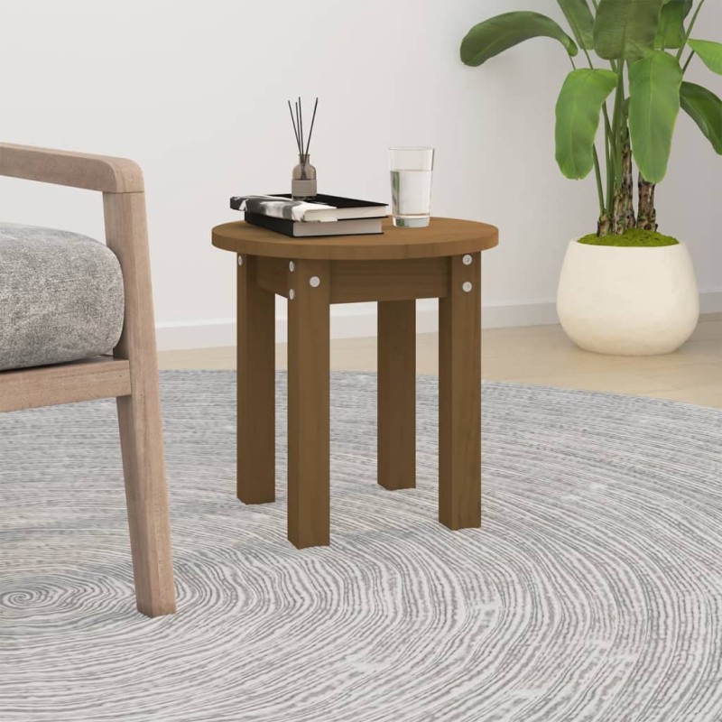 vidaXL Mesa de centro de madera maciza de pino marrón miel Ø35x35 cm vidaXL Mesa de centro de madera maciza de pino marrón miel Ø35x35 cm