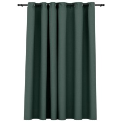 vidaXL Cortina opaca con ojales look de lino verde 290x245 cm