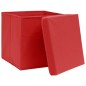 vidaXL Cajas de almacenaje con tapas 10 uds tela rojo 32x32x32 cm vidaXL Cajas de almacenaje con tapas 10 uds tela rojo 32x32x32 cm