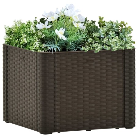vidaXL Arriate con sistema de riego automático moca 43x43x33 cm