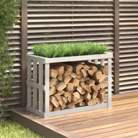 vidaXL Soporte para leña de exterior madera pino blanco 108x52x74 cm