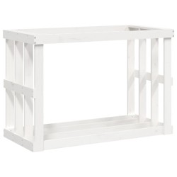 vidaXL Soporte para leña de exterior madera pino blanco 108x52x74 cm