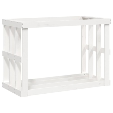 vidaXL Soporte para leña de exterior madera pino blanco 108x52x74 cm