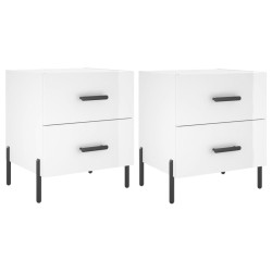 vidaXL Mesita noche 2 uds madera ingeniería blanco brillo 40x35x47,5cm