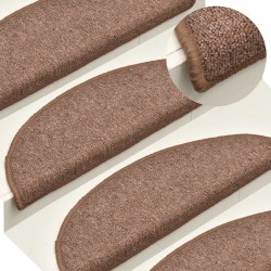 vidaXL Alfombras de peldaños de escalera 15 uds marrón 56x17x3 cm