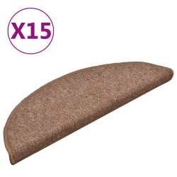 vidaXL Alfombras de peldaños de escalera 15 uds marrón 56x17x3 cm