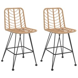 vidaXL Taburetes de cocina 2 uds ratán PE y acero 45x56x103,5 cm