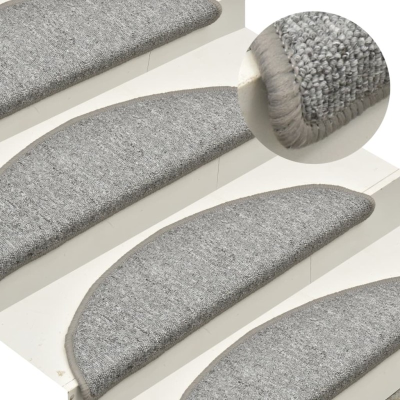 vidaXL Alfombras de peldaños de escalera 15 uds gris claro 56x17x3 cm vidaXL Alfombras de peldaños de escalera 15 uds gris claro 56x17x3 cm