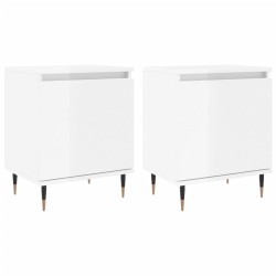 vidaXL Mesitas noche 2 uds madera ingeniería blanco brillo 40x30x50 cm