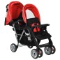 vidaXL Carrito para 2 niños tandem de acero rojo y negro vidaXL Carrito para 2 niños tandem de acero rojo y negro