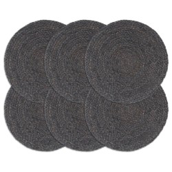 vidaXL Manteles individuales redondos 6 uds yute gris oscuro liso 38cm